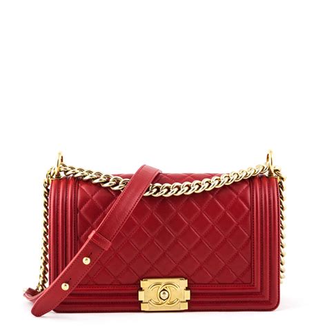 chanel red quilted calfskin medium boy bag|chanel black handbags.